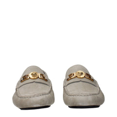 Gray Leather Slip-On Loafers