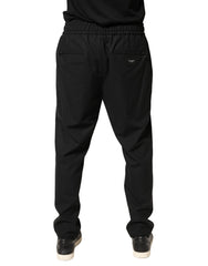 Black Wool Skinny Jogger Trouser Pants