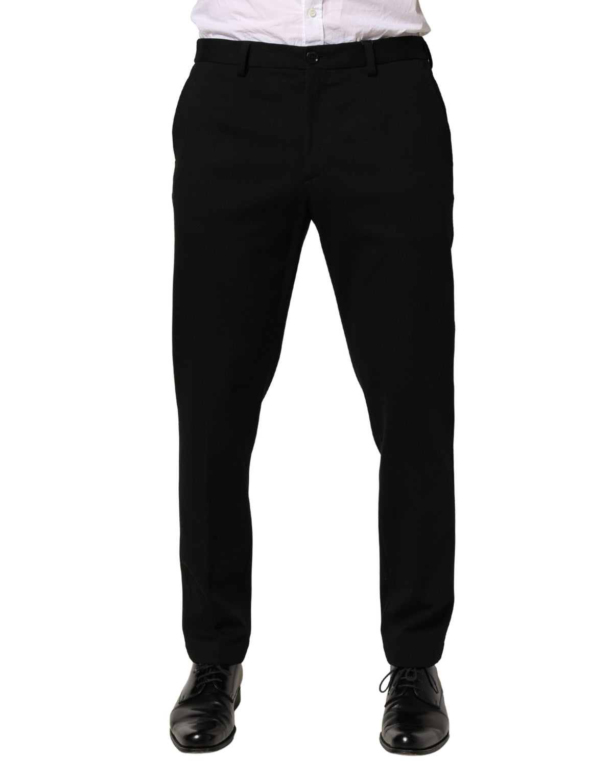 Black Wool Skinny Men Dress Trouser Pants