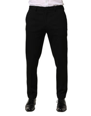 Black Wool Skinny Men Dress Trouser Pants