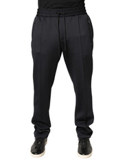 Black Polyester Skinny Jogger Trouser Pants
