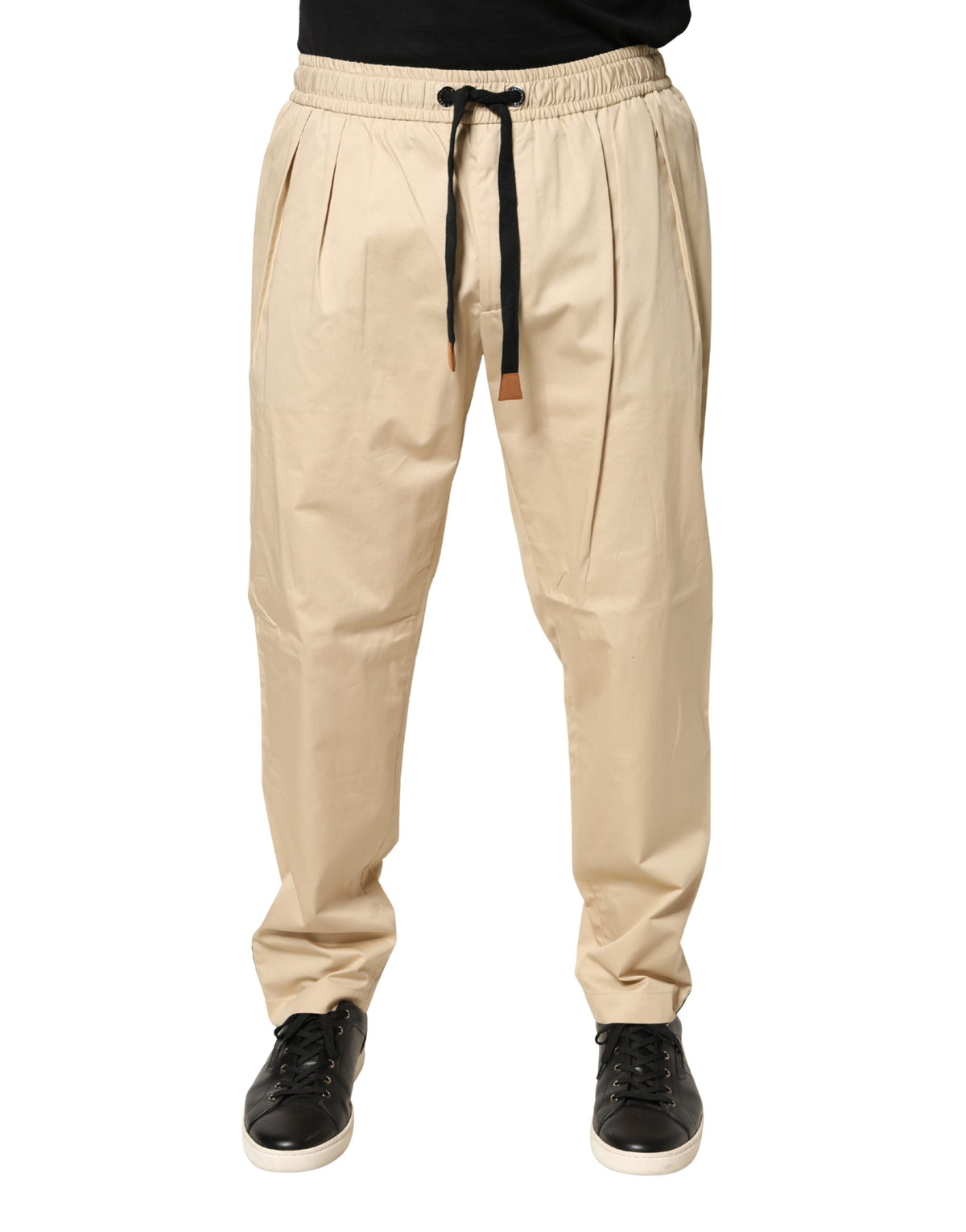 Beige Cotton Skinny Men Jogger Trouser Pants