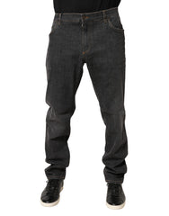 Dark Gray Slim Fit Cotton Men Denim Jeans