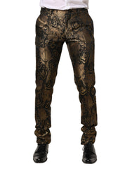 Gold Jacquard Dress Formal Men Trouser Pants