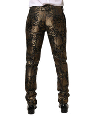 Gold Jacquard Dress Formal Men Trouser Pants