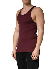 Maroon Sleeveless Round Neck Tank Top T-shirt