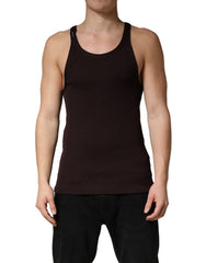 Brown Sleeveless Round Neck Tank Top T-shirt