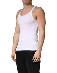 White Sleeveless Round Neck Tank Top T-shirt