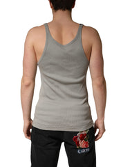 Gray Sleeveless Round Neck Tank Top T-shirt