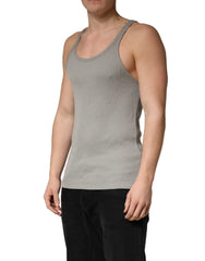 Gray Sleeveless Round Neck Tank Top T-shirt