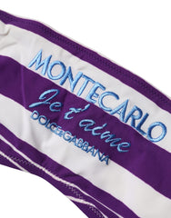 Purple White Stripes Nylon Bandeau Swimwear