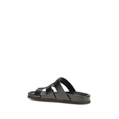 Black Calf Leather Bos Taurus Sandals