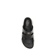 Black Calf Leather Bos Taurus Sandals