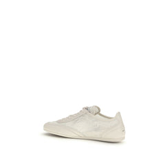 Beige Calf Leather Bos Taurus Athletic Sneakers