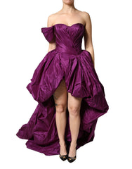 Purple Strapless A-line Asymmetric Dress