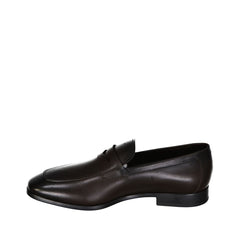 Brown Leather Slip-On Loafers