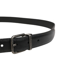 Men Black Classic Leather Metal Buckle Belt
