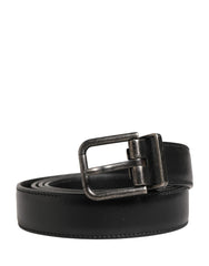 Men Black Classic Leather Metal Buckle Belt