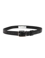 Men Black Classic Leather Metal Buckle Belt