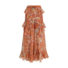 Orange Cotton Long Skirt