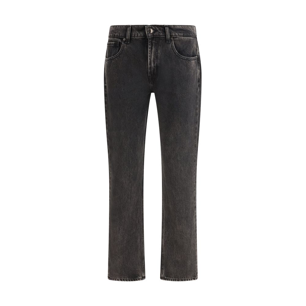 Black Cotton Straight-Leg Jeans