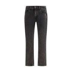 Black Cotton Straight-Leg Jeans