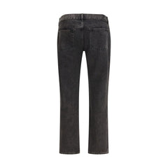 Black Cotton Straight-Leg Jeans