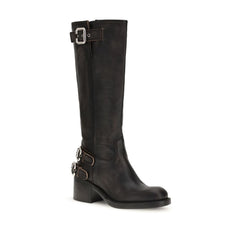 Black Calf Leather Bos Taurus Lace-Up Boots