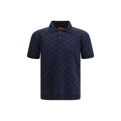 Blue Silk Polo Shirt