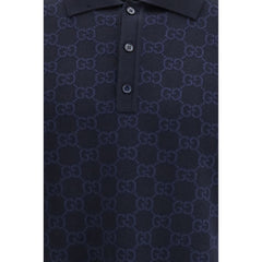 Blue Silk Polo Shirt