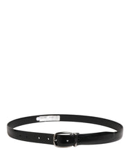Men Black Classic Leather Metal Buckle Belt