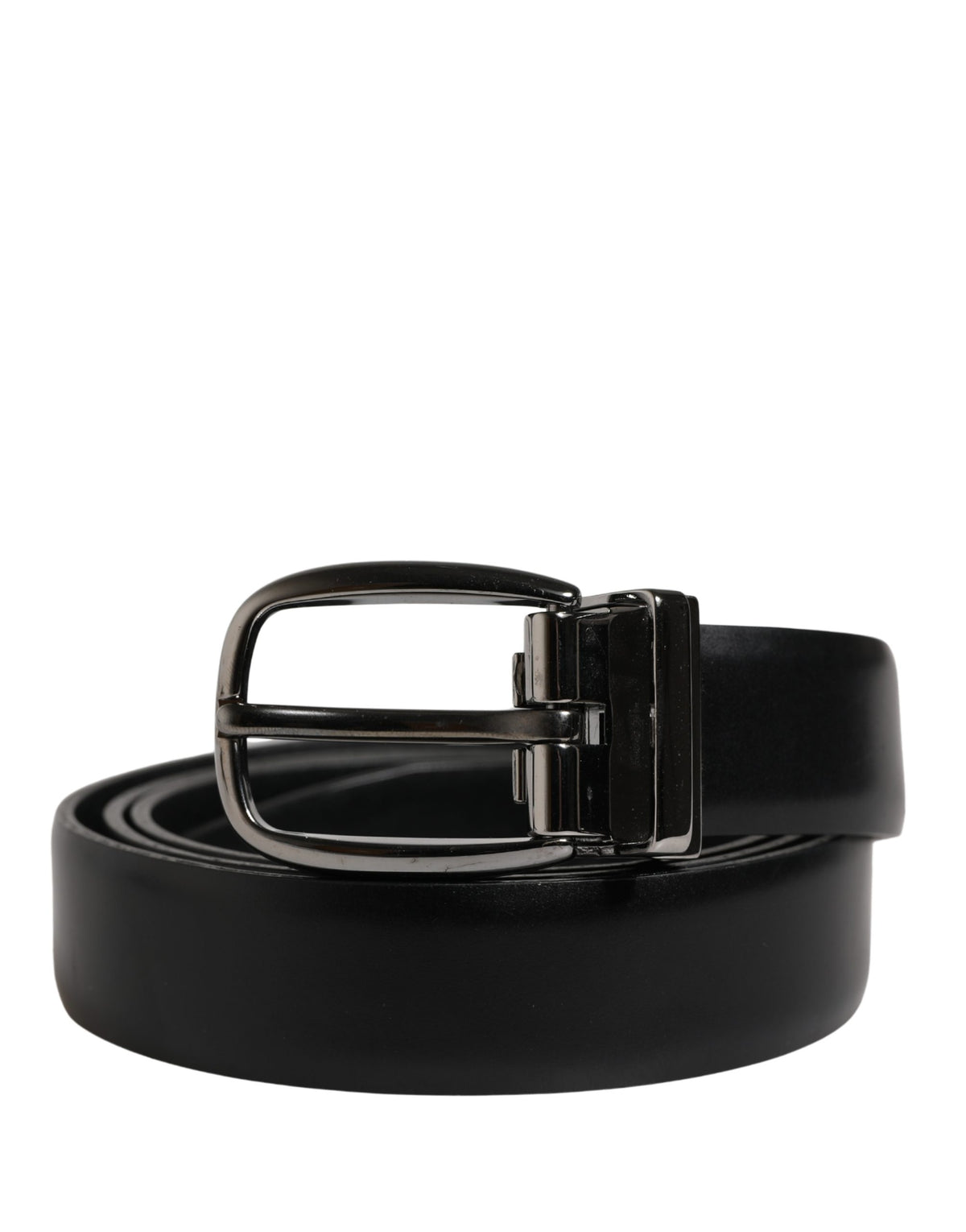 Men Black Classic Leather Metal Buckle Belt