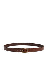 Men Brown Classic Leather Metal Buckle Belt