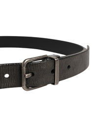 Men Black Classic Leather Metal Buckle Belt