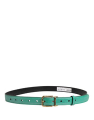 Men Green Classic Leather Metal Buckle Belt