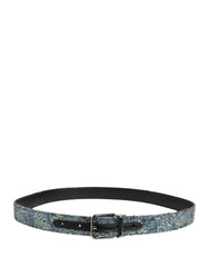 Men Multicolor Sequin Silver Metal Buckle Belt