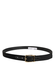 Black Viscose Leather Gold Metal Buckle Belt