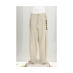 Beige Cotton Casual Pants