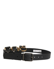 Men Black Classic Leather Metal Buckle Belt
