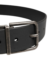 Men Black Classic Leather Metal Buckle Belt
