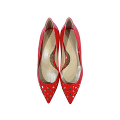 Red Leather Women Sandal