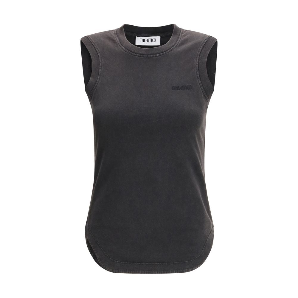 Black Cotton Sleeveles T-Shirt