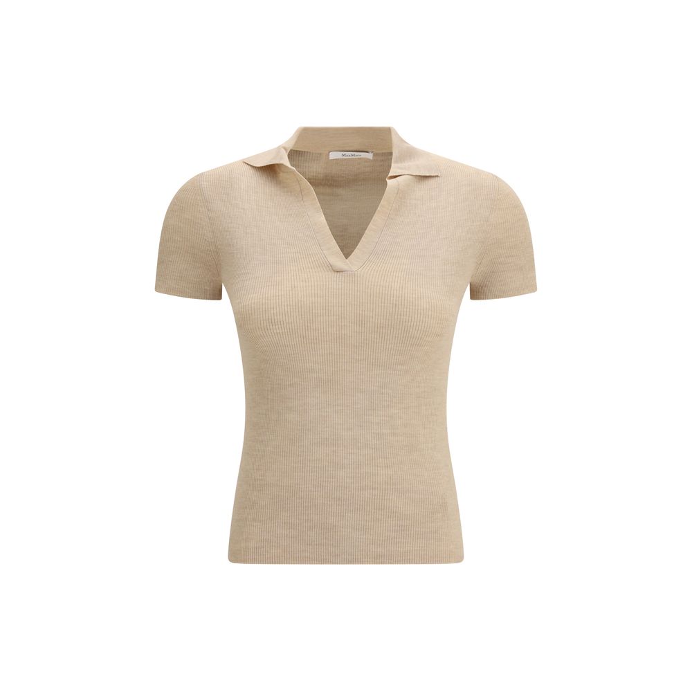 Beige Fleece Wool Polo Shirt