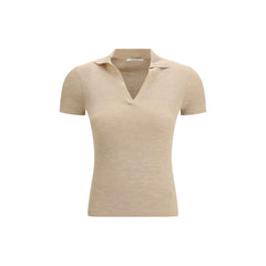 Beige Fleece Wool Polo Shirt