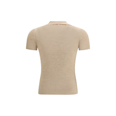 Beige Fleece Wool Polo Shirt