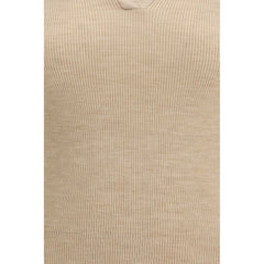 Beige Fleece Wool Polo Shirt