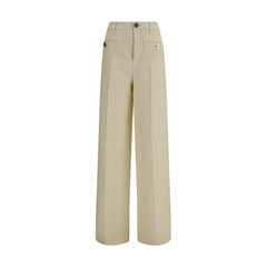 Beige Cotton Casual Pants