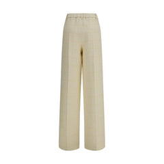 Beige Cotton Casual Pants