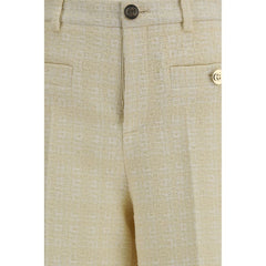 Beige Cotton Casual Pants