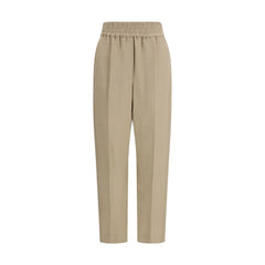 Beige Viscose Casual Pants